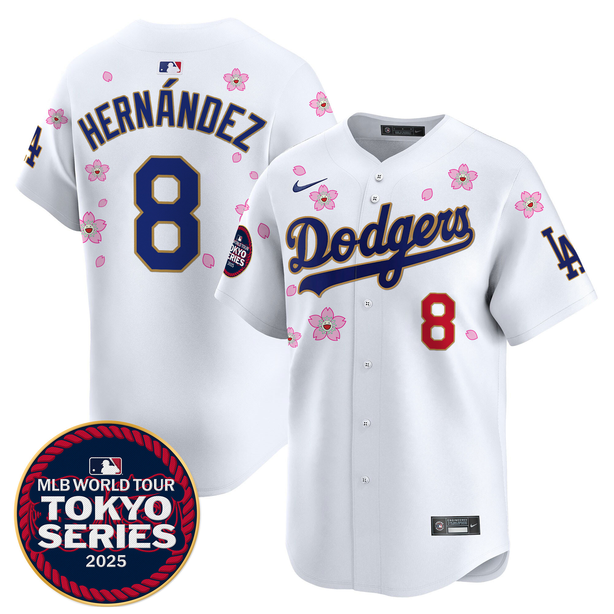 Men Los Angeles Dodgers #8 Hernandez Tokyo Series white Limited Stitched 2025 Jersey style 2